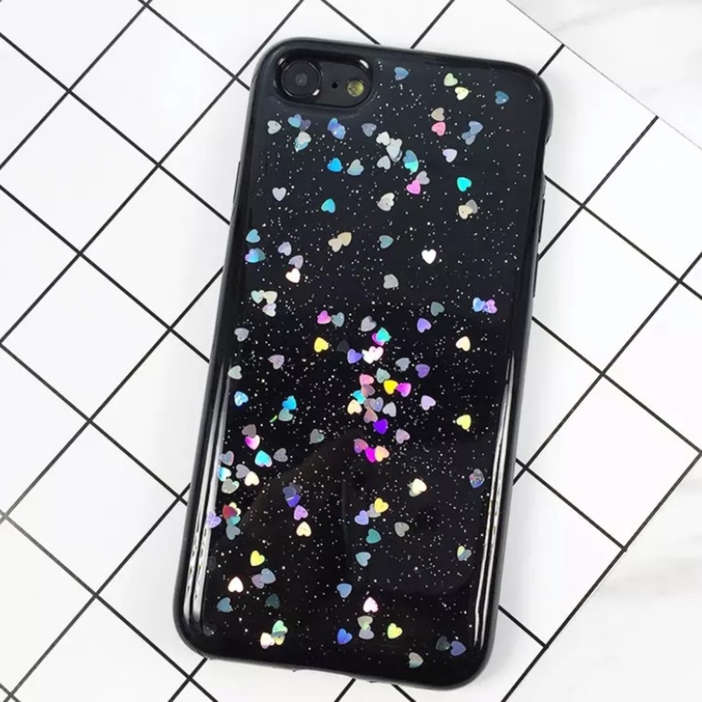 Liquid Heart Charm Black iPhone Case